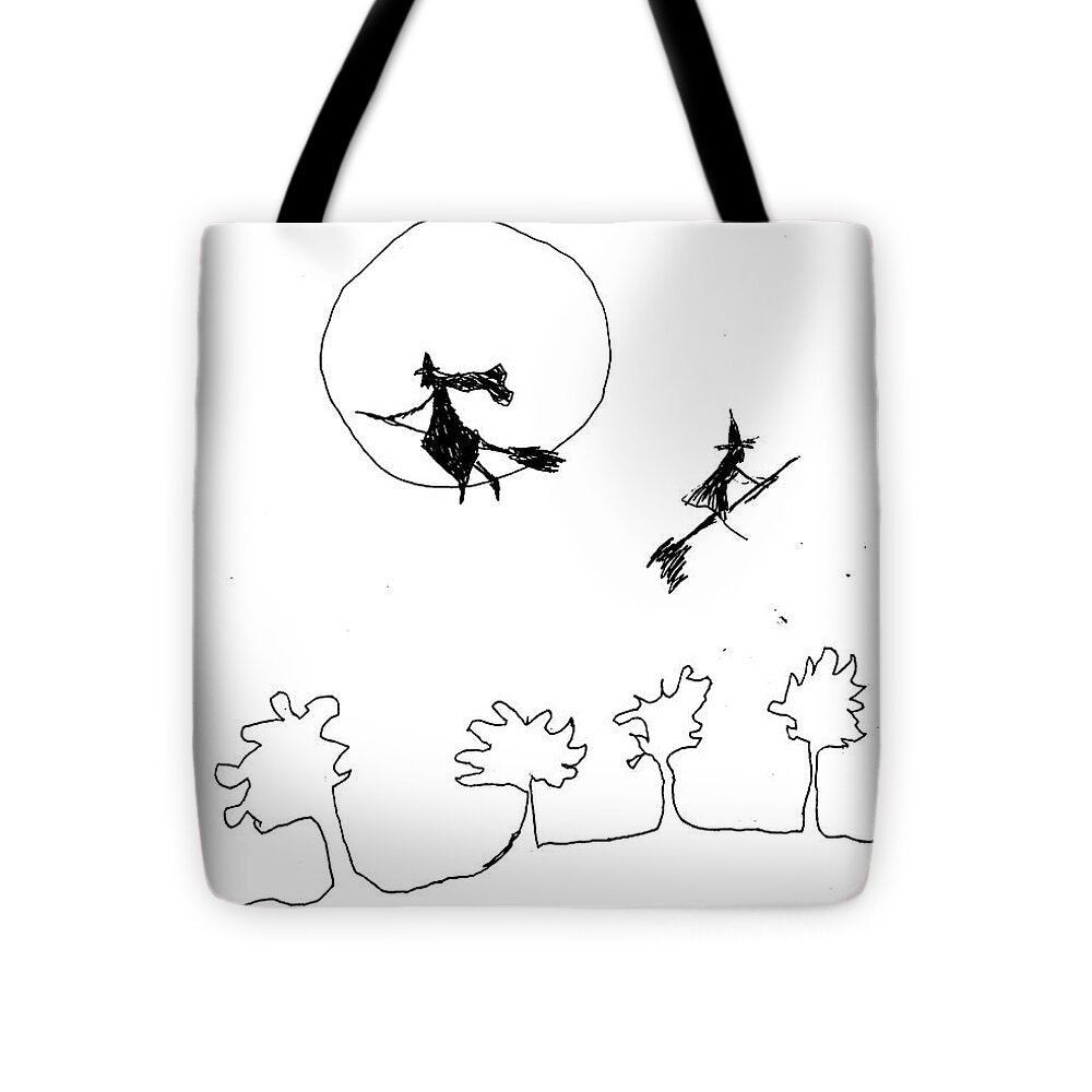 Witches Flying Across the Night Sky - Tote Bag