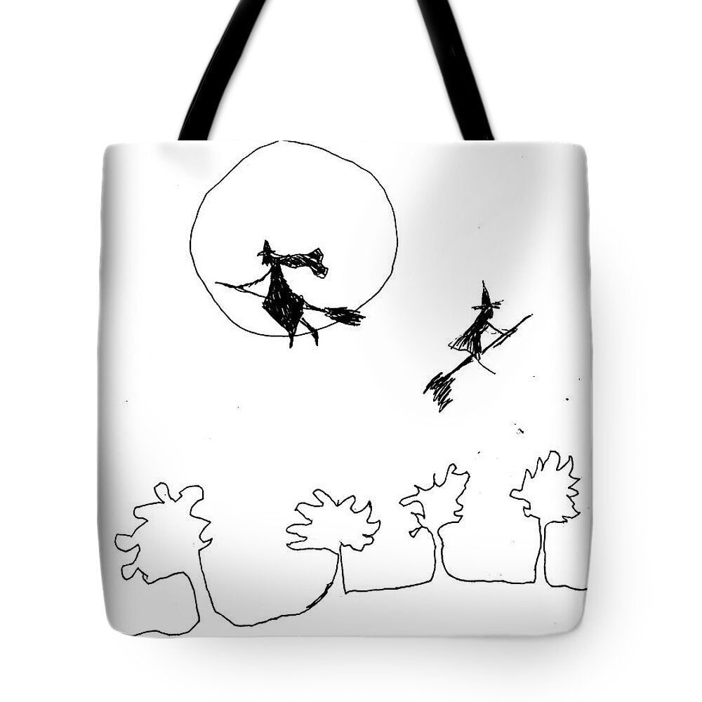 Witches Flying Across the Night Sky - Tote Bag