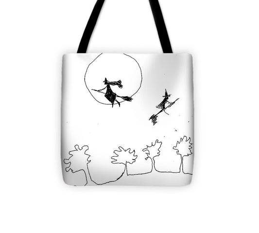 Witches Flying Across the Night Sky - Tote Bag
