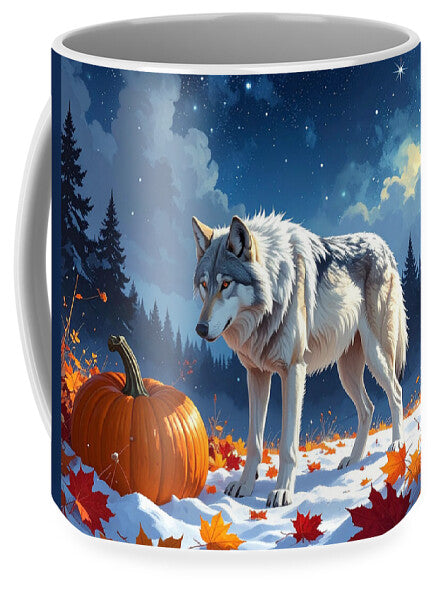 Wolf Among Autumn Leaves - Mug