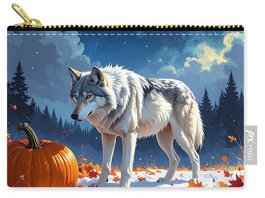 Wolf Among Autumn Leaves - Zip Pouch