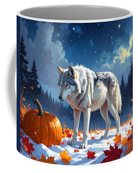 Wolf Among Autumn Leaves - Mug