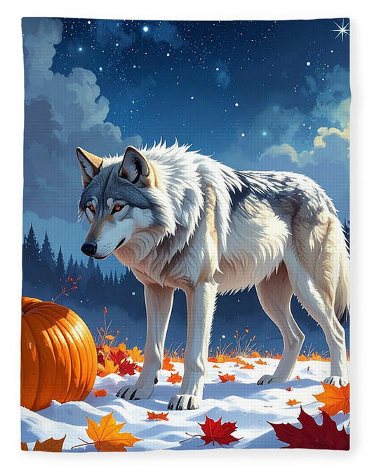 Wolf Among Autumn Leaves - Blanket