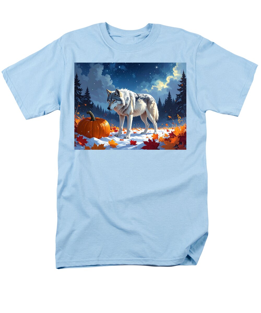 Wolf Among Autumn Leaves - Men's T-Shirt  (Regular Fit)
