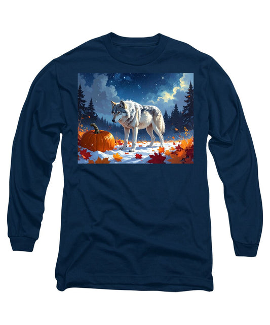 Wolf Among Autumn Leaves - Long Sleeve T-Shirt