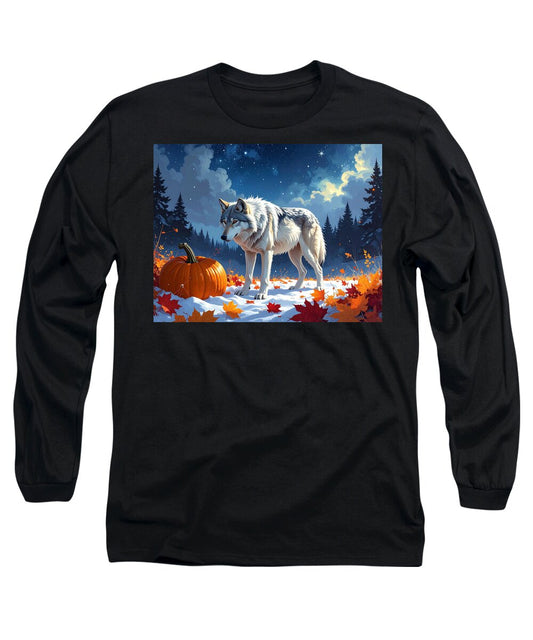 Wolf Among Autumn Leaves - Long Sleeve T-Shirt