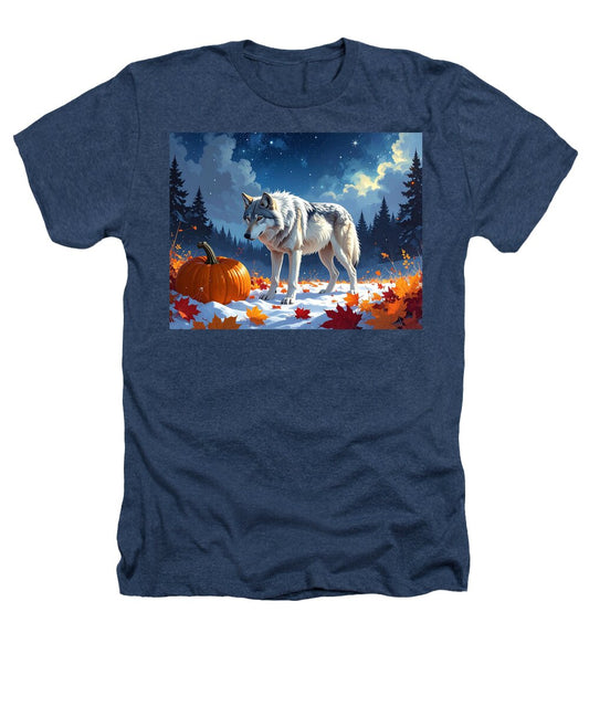 Wolf Among Autumn Leaves - Heathers T-Shirt