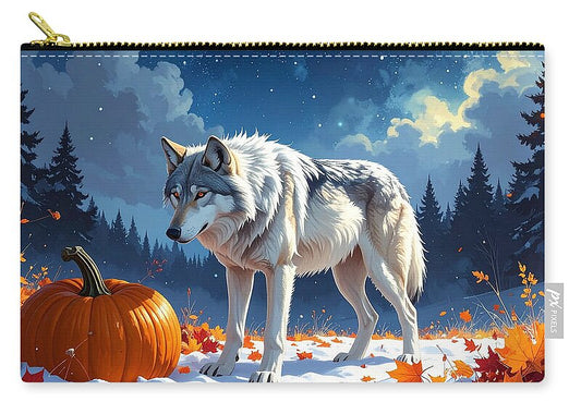 Wolf Among Autumn Leaves - Zip Pouch