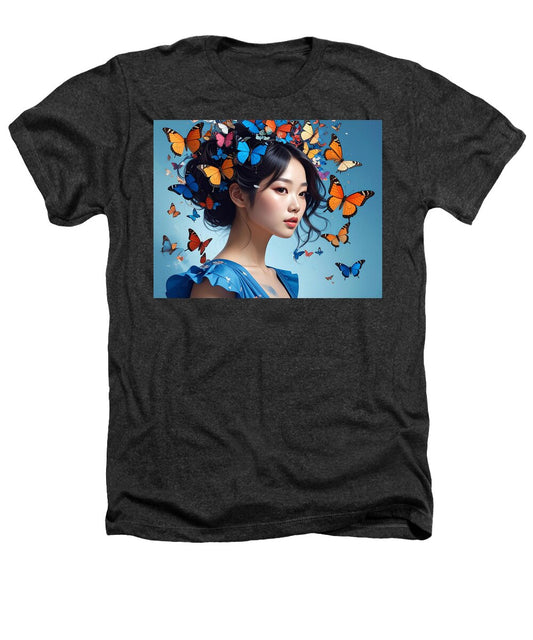Woman with Colorful Butterflies - Heathers T-Shirt
