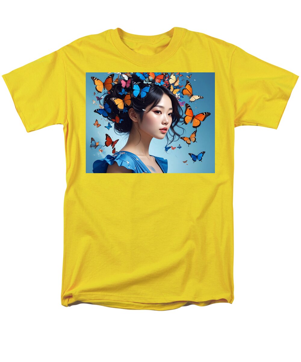 Woman with Colorful Butterflies - Men's T-Shirt  (Regular Fit)