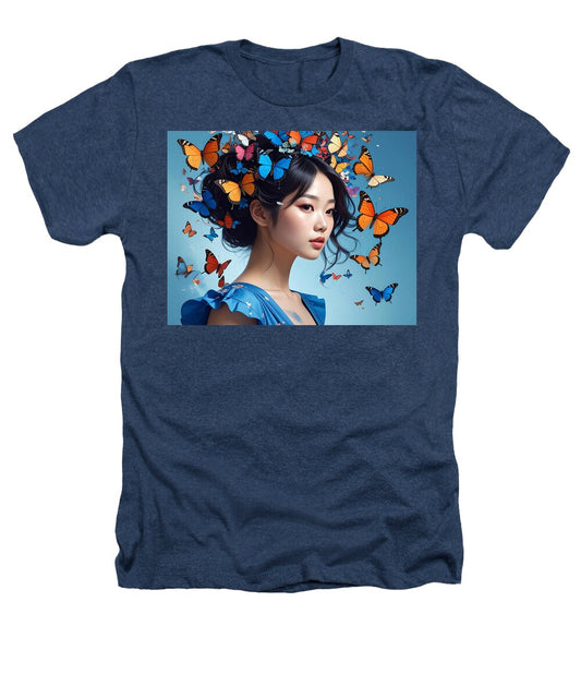 Woman with Colorful Butterflies - Heathers T-Shirt