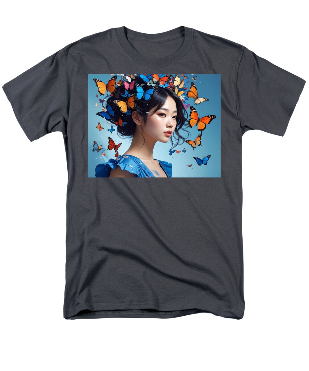 Woman with Colorful Butterflies - Men's T-Shirt  (Regular Fit)