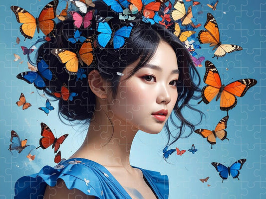 Woman with Colorful Butterflies - Puzzle
