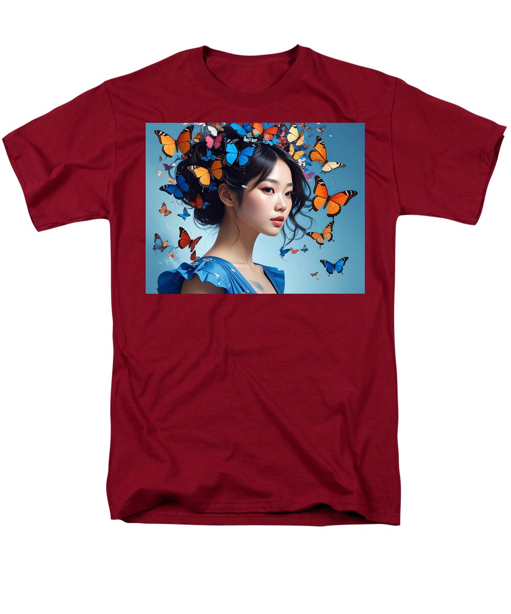 Woman with Colorful Butterflies - Men's T-Shirt  (Regular Fit)