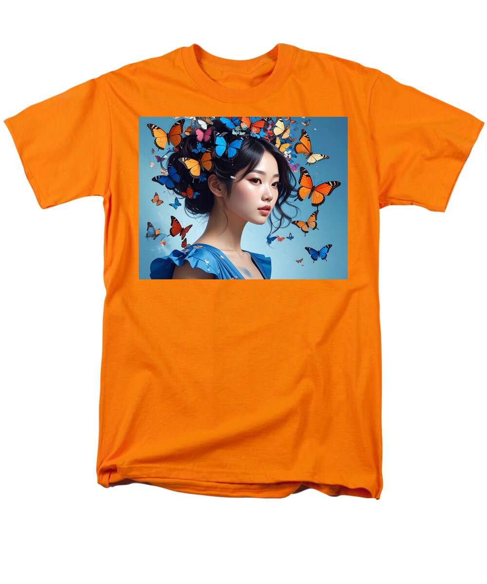 Woman with Colorful Butterflies - Men's T-Shirt  (Regular Fit)