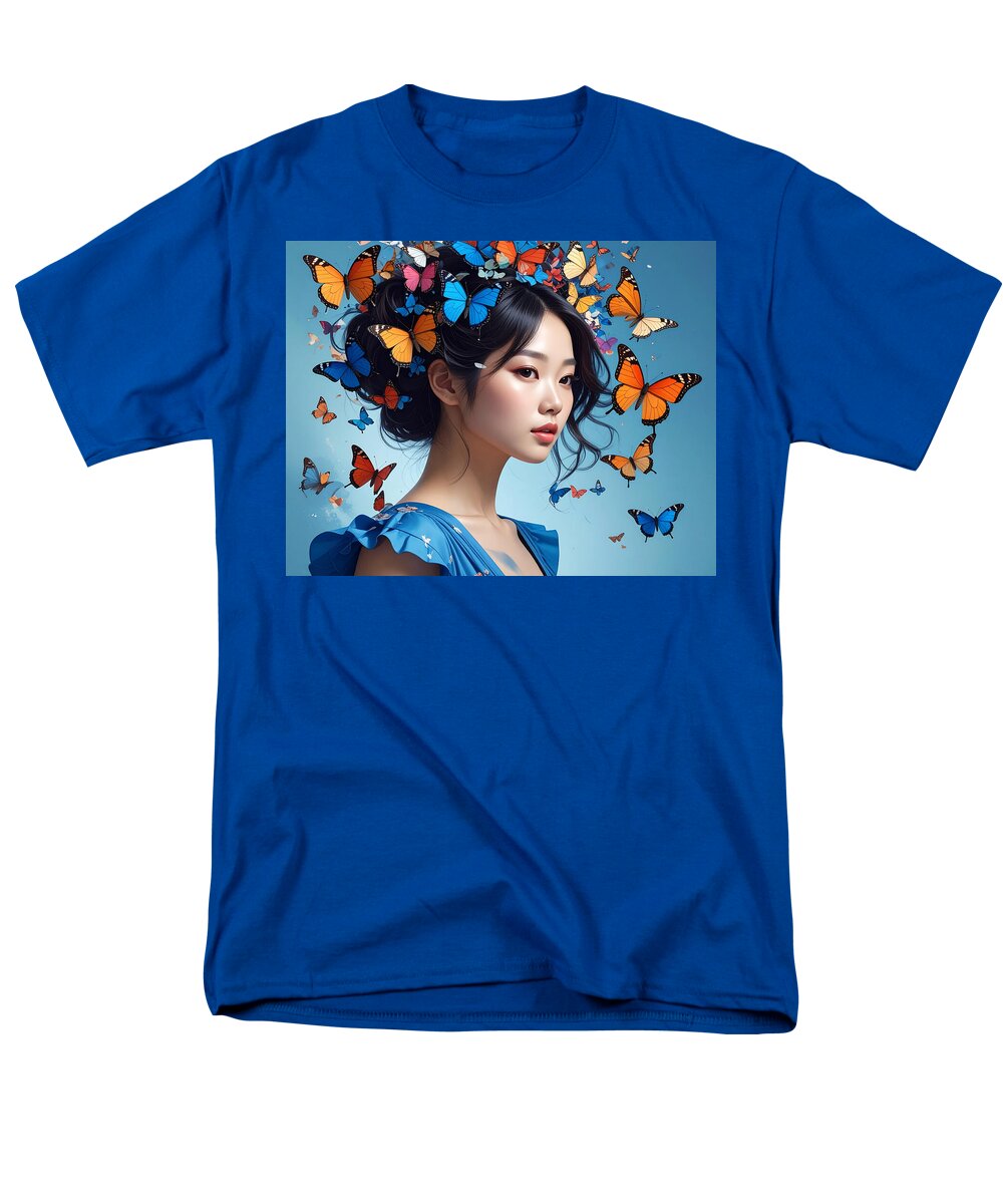 Woman with Colorful Butterflies - Men's T-Shirt  (Regular Fit)
