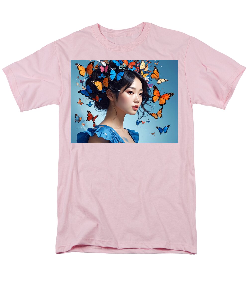 Woman with Colorful Butterflies - Men's T-Shirt  (Regular Fit)