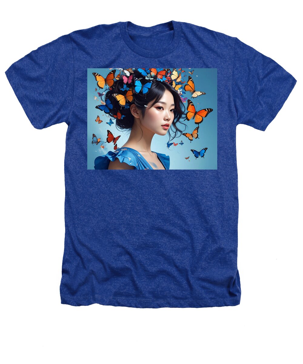 Woman with Colorful Butterflies - Heathers T-Shirt