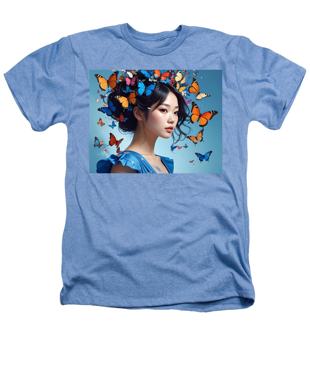 Woman with Colorful Butterflies - Heathers T-Shirt