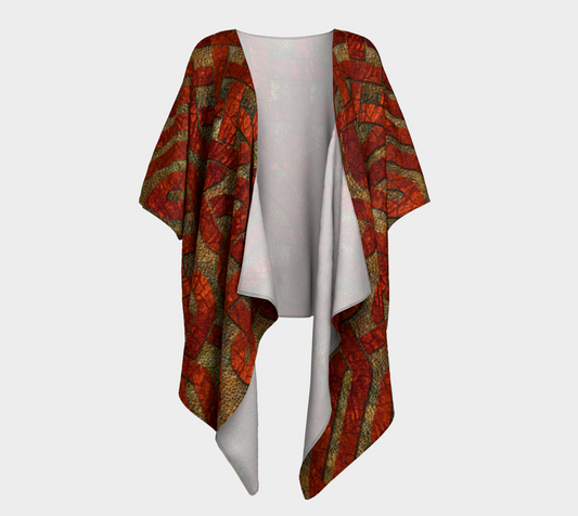 Red Leather Look Celtic Knot Draped Kimono