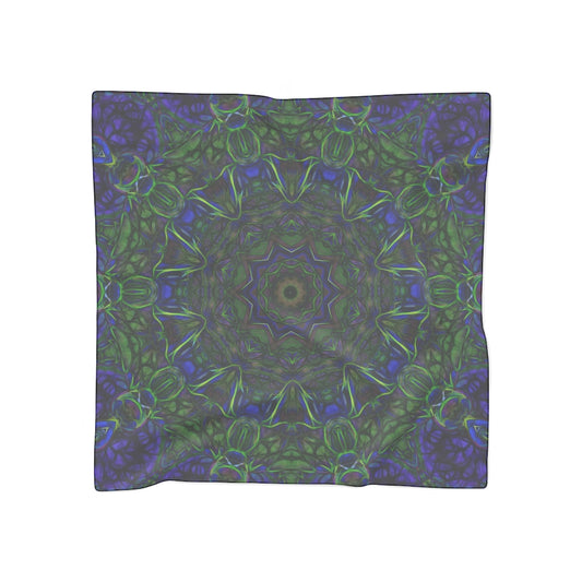 Blue Green Ribbon Kaleidoscope Poly Scarf