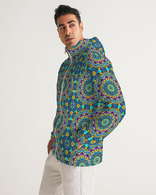 Blue Green Blur Kaleidoscope Men's Windbreaker