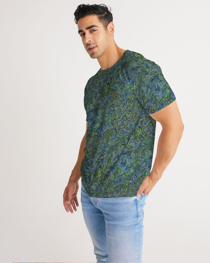 Blue Green Liquid Marbling Men's Tee