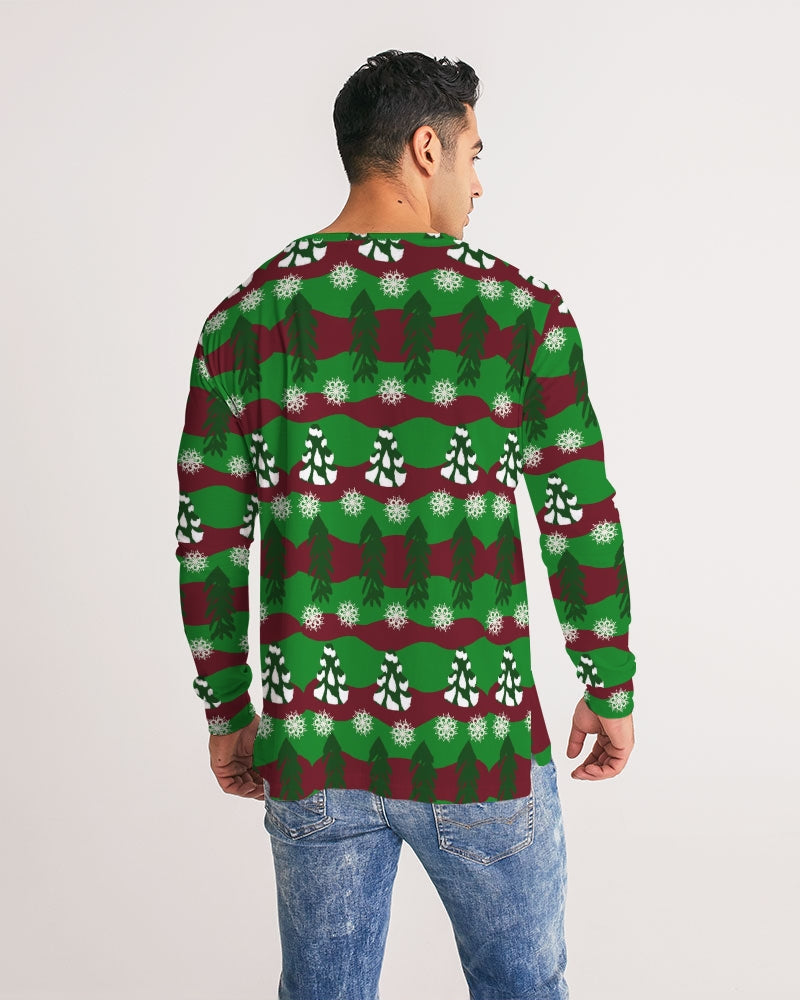 Snowy Evergreen Pattern Men's Long Sleeve Tee