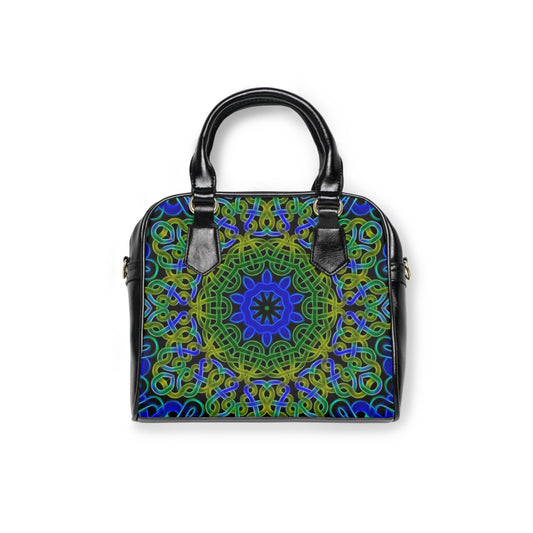 Blue Green Celtic Kaleidoscope Shoulder Handbag