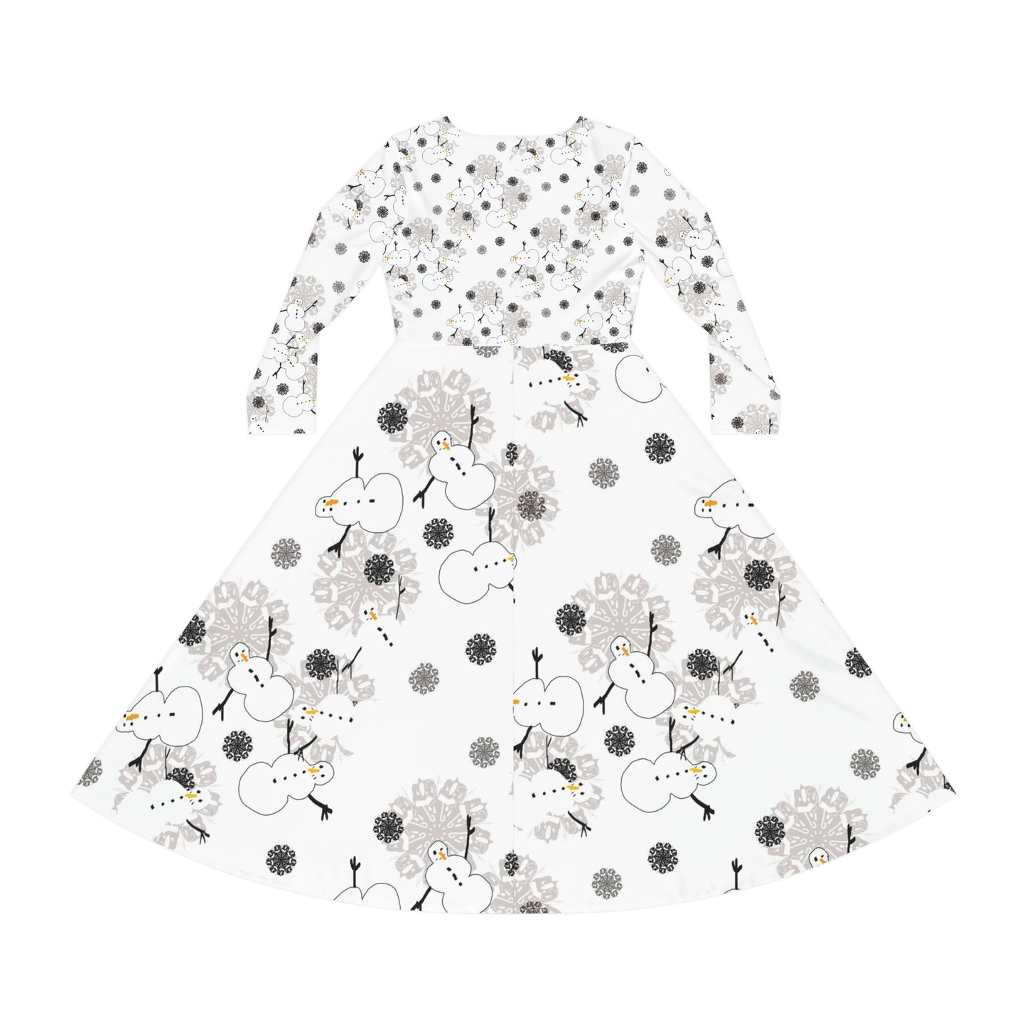 Snowman Pattern Women's Long Sleeve Dance Dress