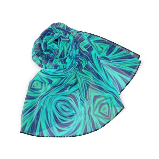 Blue Ice Fractal Kaleidoscope Poly Scarf
