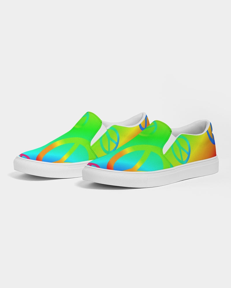 Rainbow Peace Signs Women's Slip-On Canvas Shoe