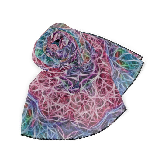 Blue and Pink Kaleidoscope Poly Scarf