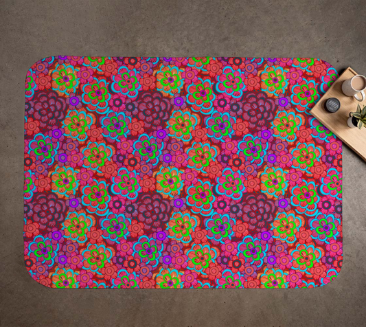 Pink Striped Flowers Blanket