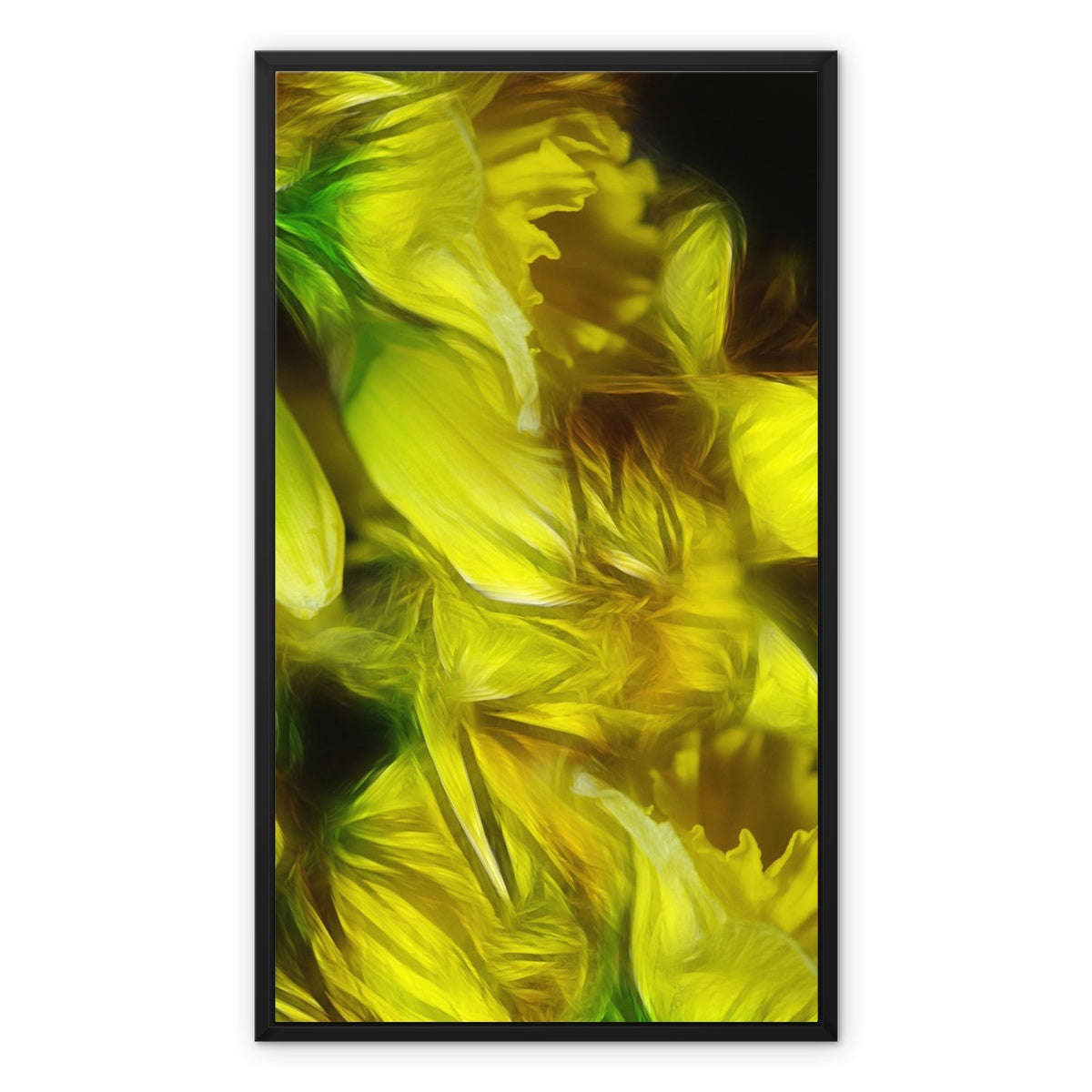 Abstract Yellow Daffodils Framed Canvas