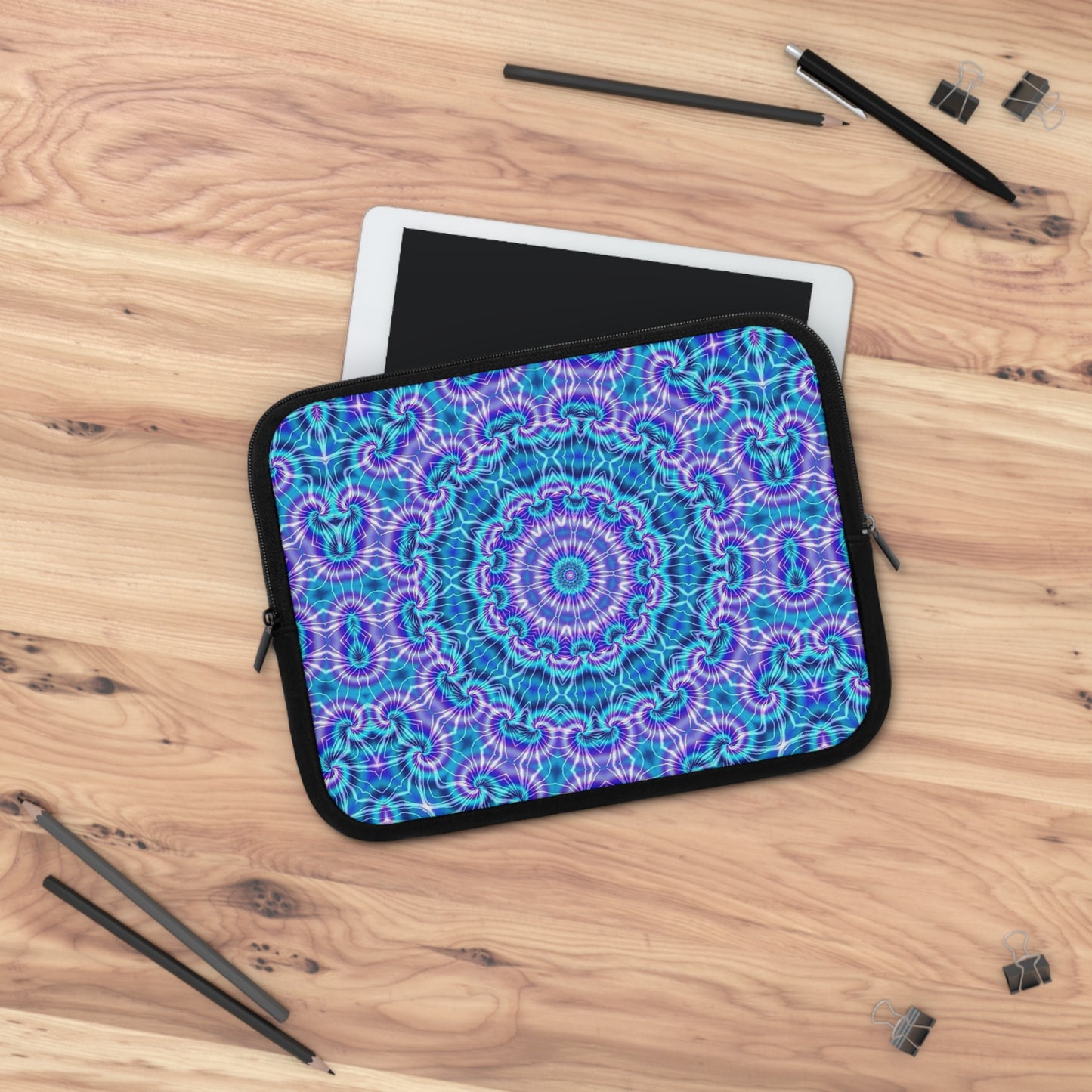 Blue and Purple Tie Dye Kaleidoscope Laptop Sleeve