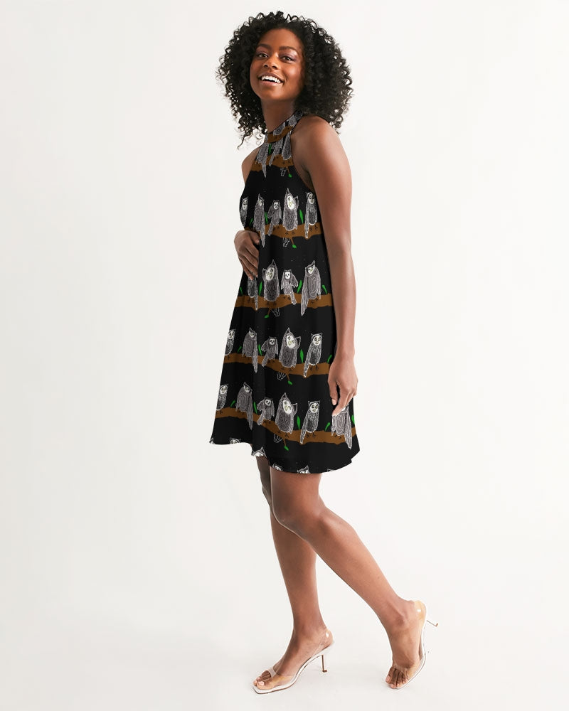 Owls Pattern Women's Halter Dress