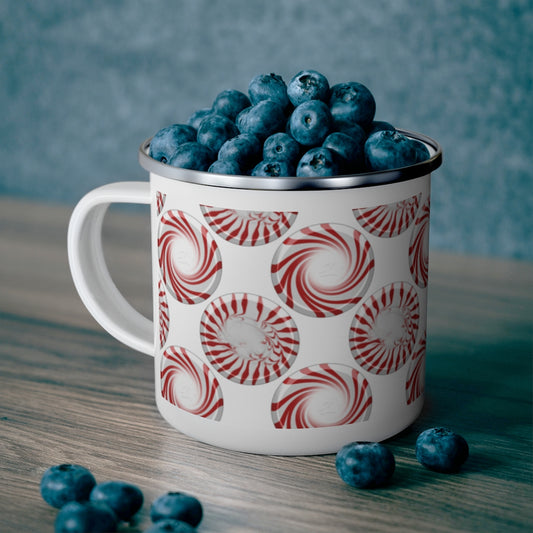 Peppermint Candy Dots Enamel Camping Mug