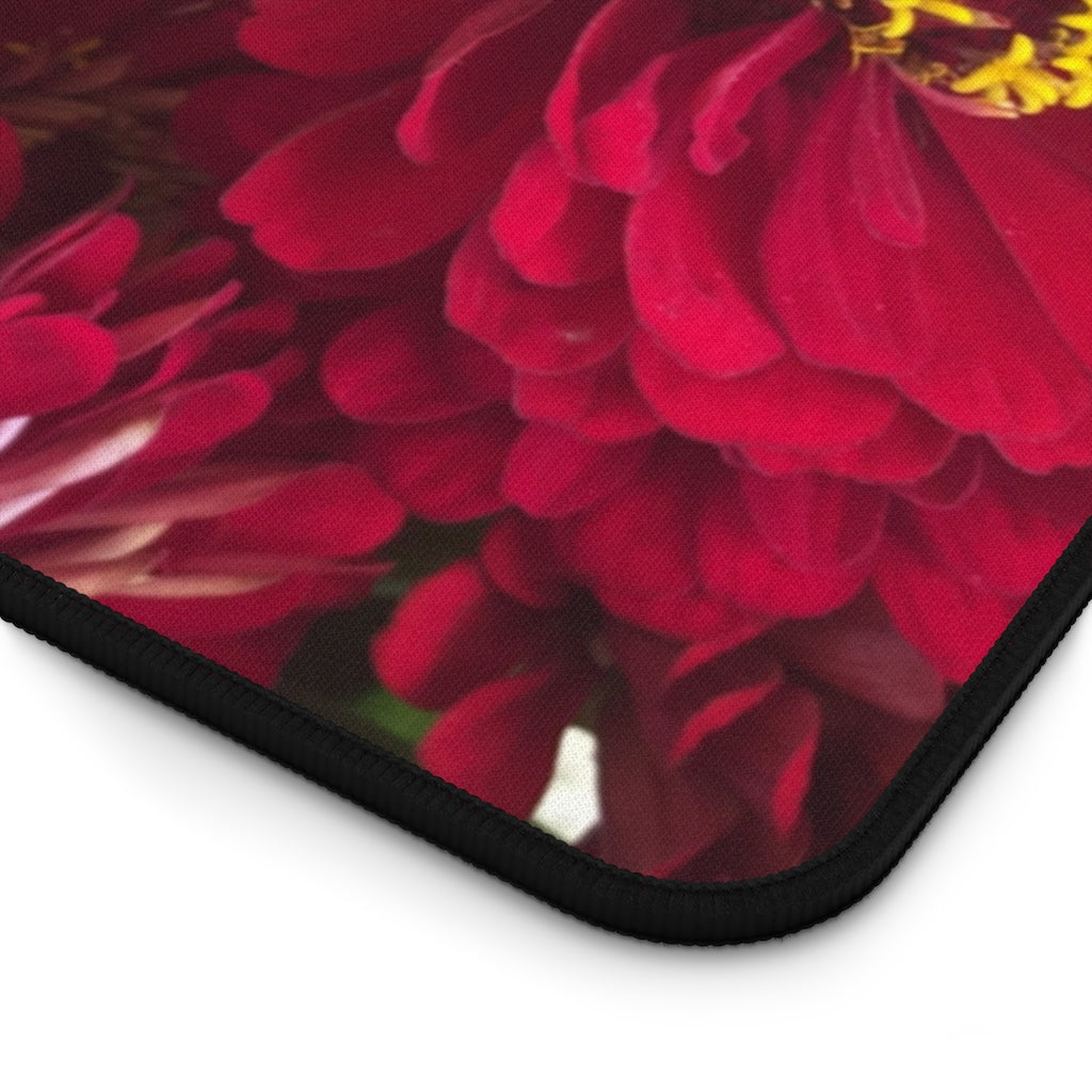 Peach and Pink Zinnias Desk Mat