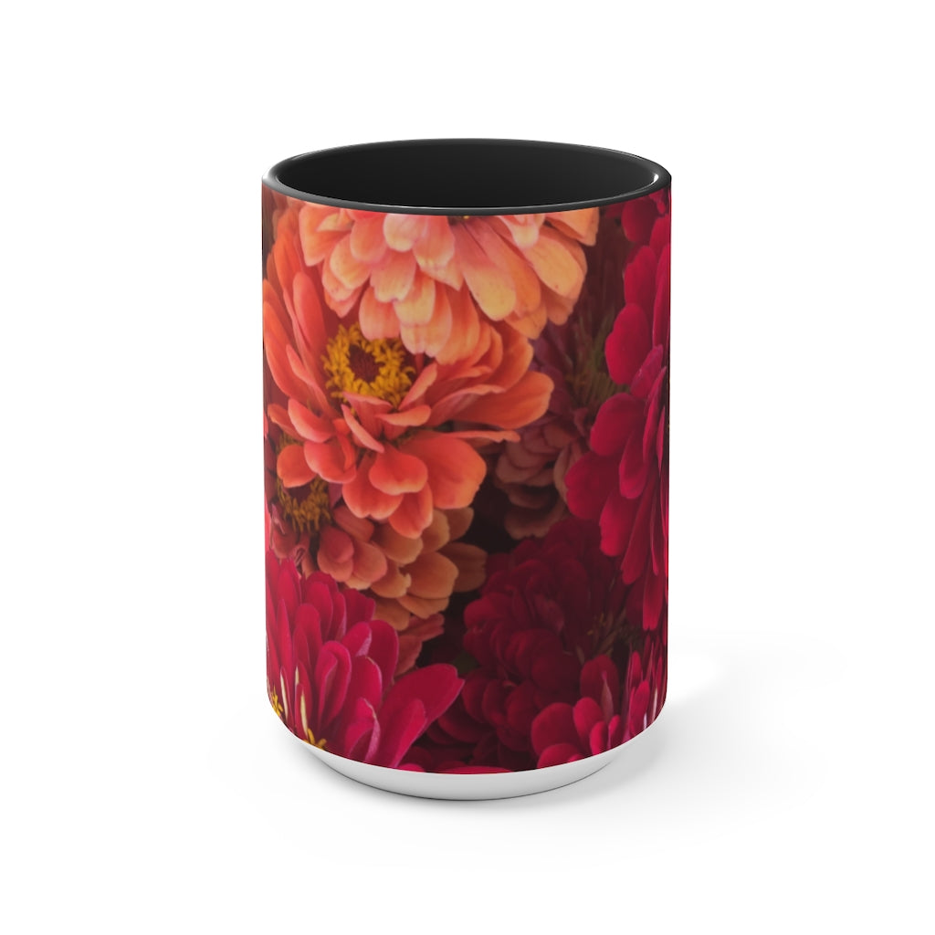 Peach and Pink Zinnias Accent Mug