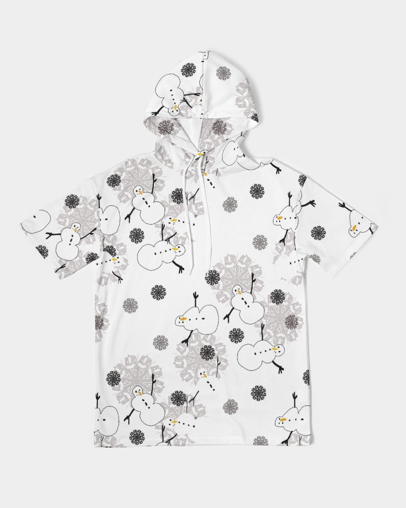 Snowman Pattern Men's Premium Heavyweight Short Sleeve Hoodie