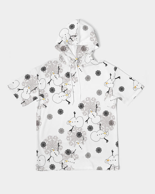Snowman Pattern Men's Premium Heavyweight Short Sleeve Hoodie