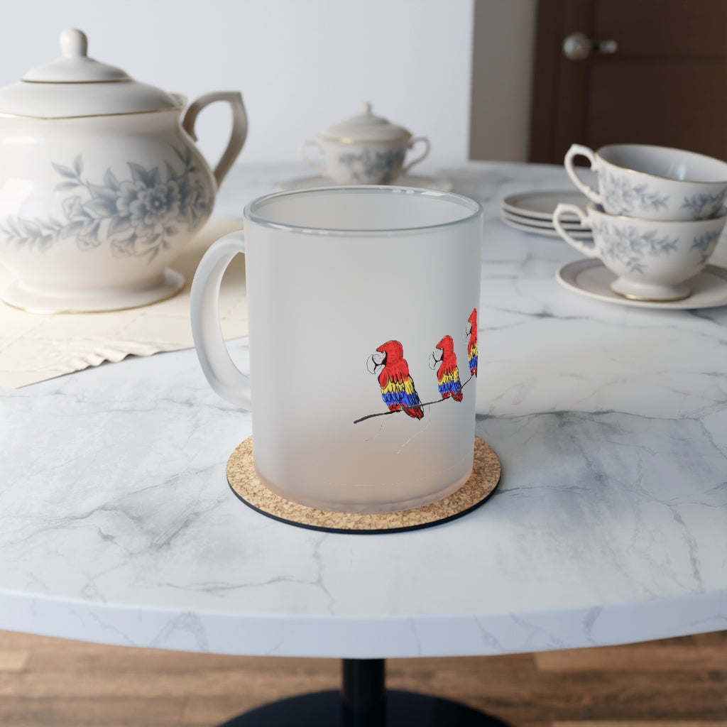 Parrots On The Tree Frosted Glass Mug