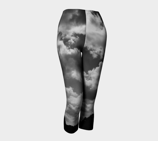 Black and White Clouds Capris