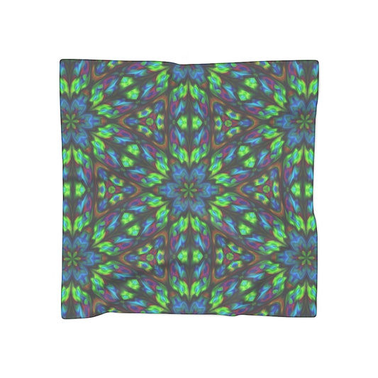 Blue and Green Kaleidoscope Poly Scarf