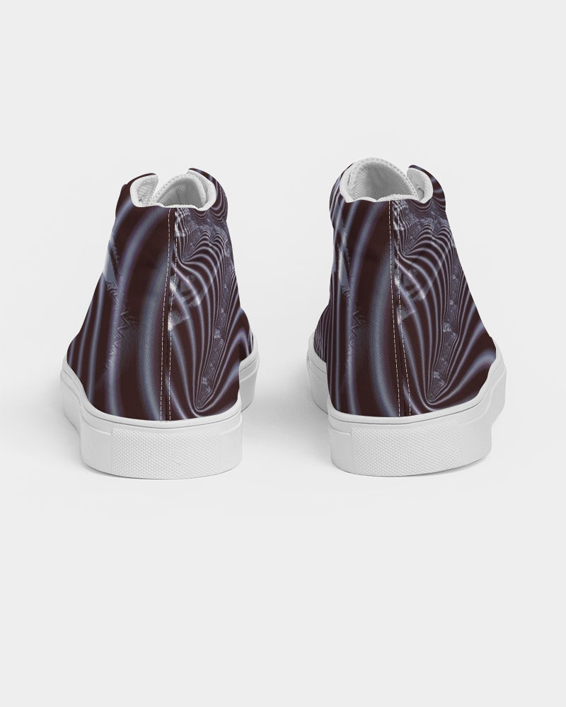 Black and White Spiral Fractal Women's Hightop Canvas Shoe