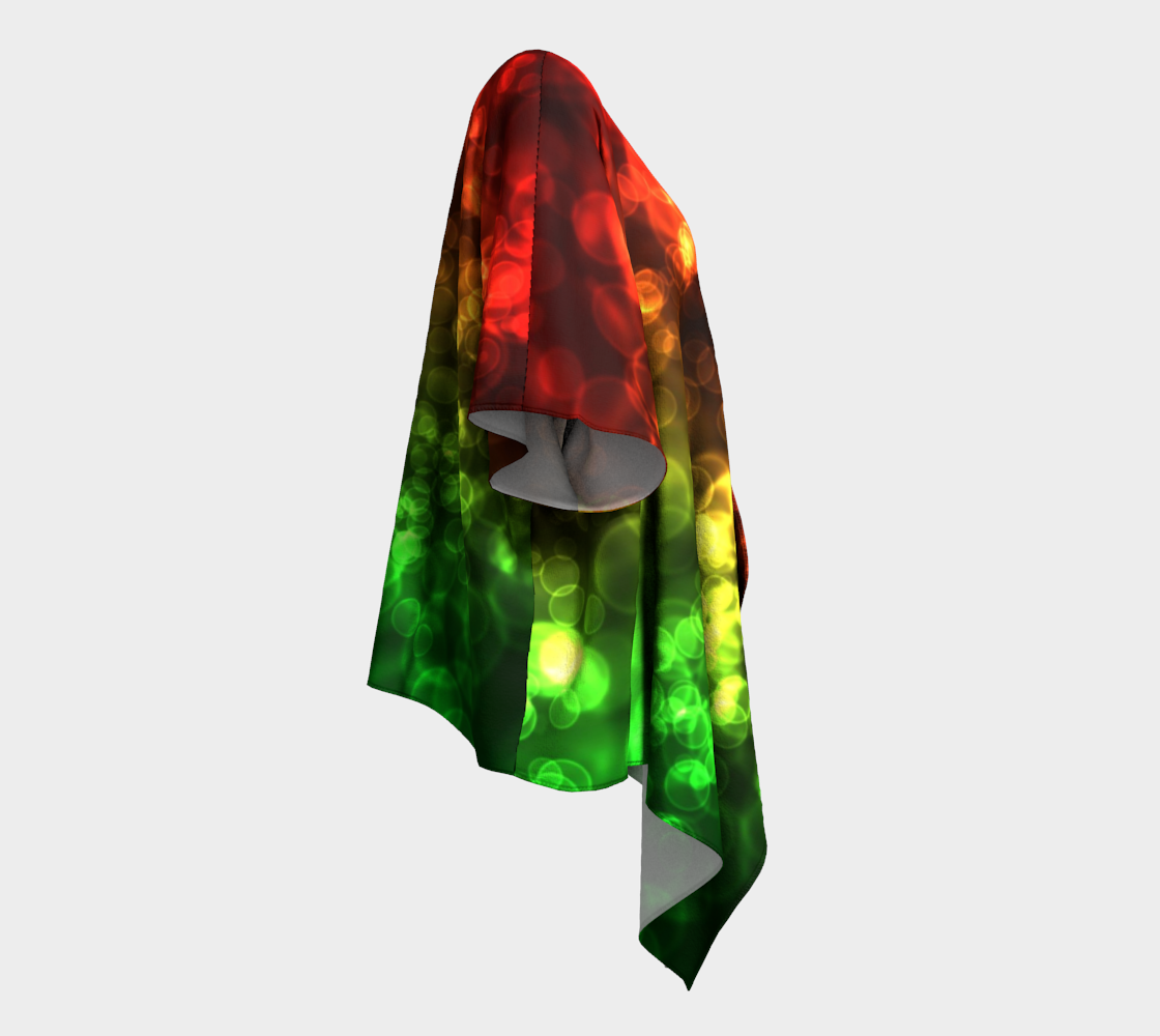 Red Green Bokeh Light Draped Kimono