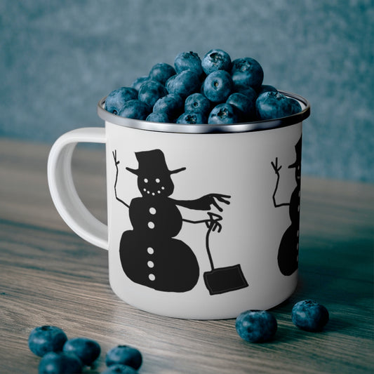 Waving Snowman Enamel Camping Mug