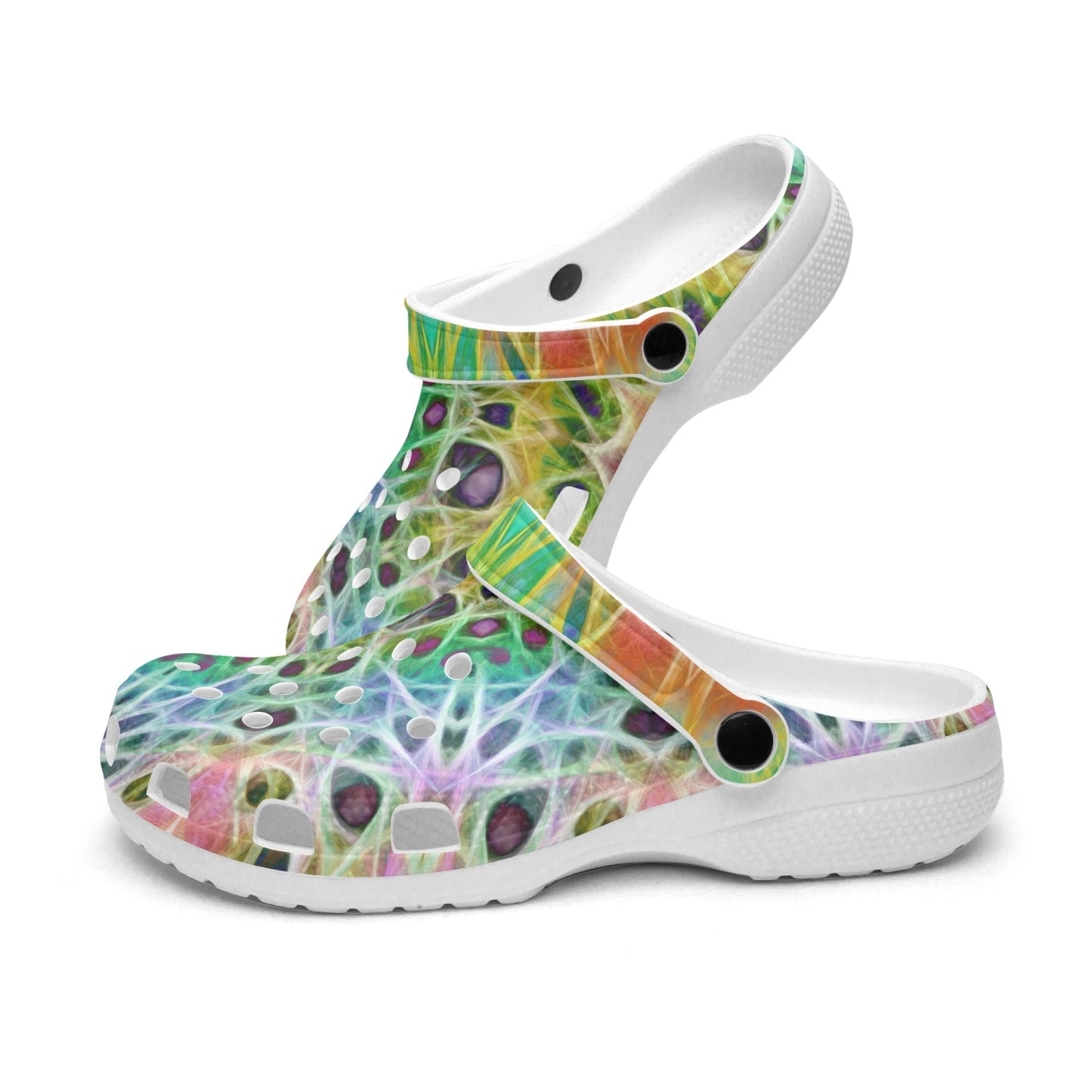 Orange Green Kaleidoscope 413. All Over Printed Clogs