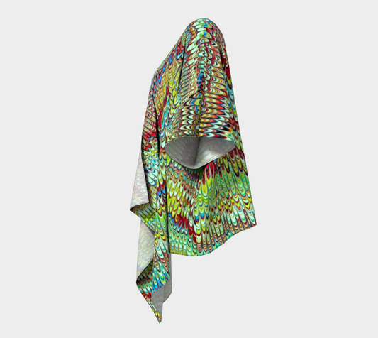 Cool Green Marbled Draped Kimono